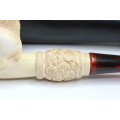 veche pipa Meerschaum. sculptura cinegetica. etui original. Turcia